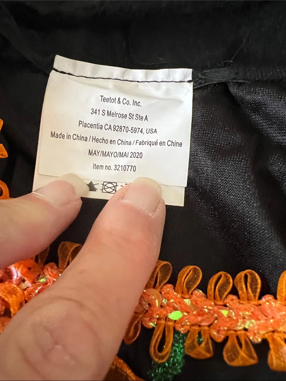 TeeTot Kids Halloween Witch Costume Dress in Black/Green/Orange Size 5/6